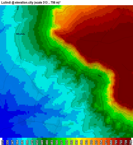 Lulindi elevation map