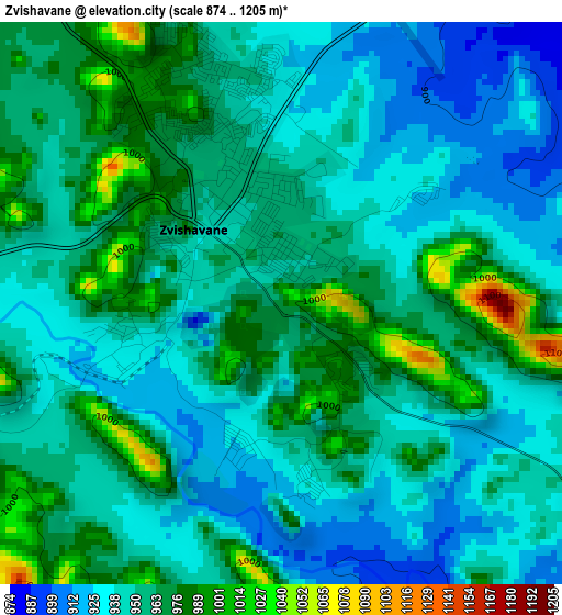 Zvishavane elevation map