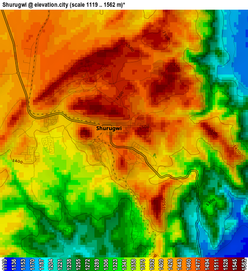 Shurugwi elevation map