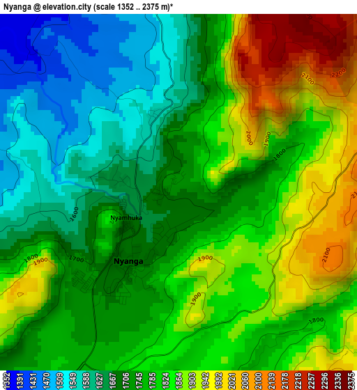 Nyanga elevation map