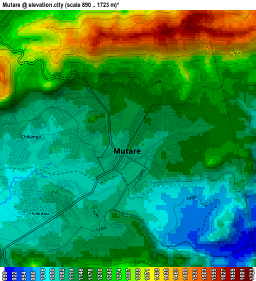 Mutare elevation map