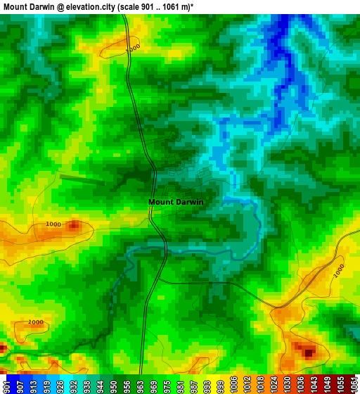 Mount Darwin elevation map