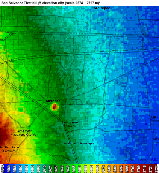 San Salvador Tizatlalli elevation map