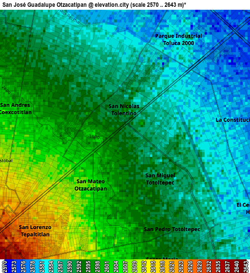 San José Guadalupe Otzacatipan elevation map