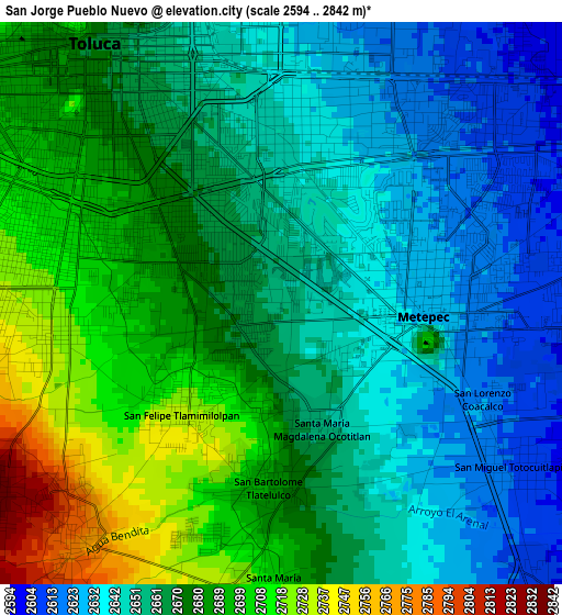 San Jorge Pueblo Nuevo elevation map