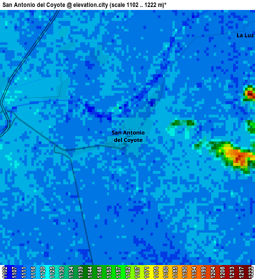 San Antonio del Coyote elevation map