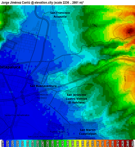 Jorge Jiménez Cantú elevation map