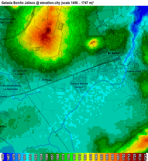 Galaxia Bonito Jalisco elevation map