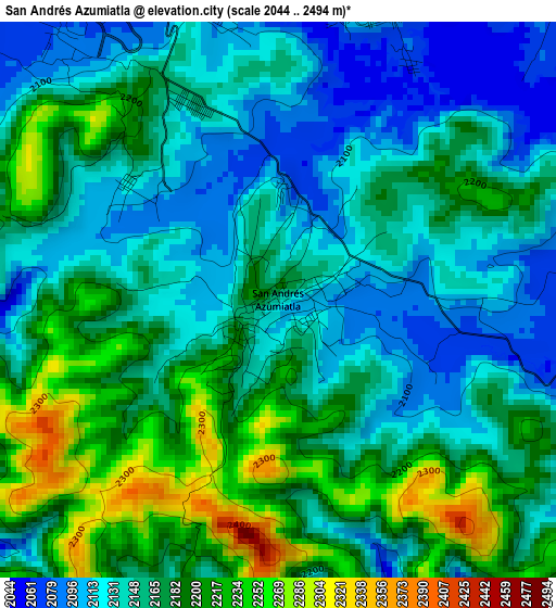 San Andrés Azumiatla elevation map