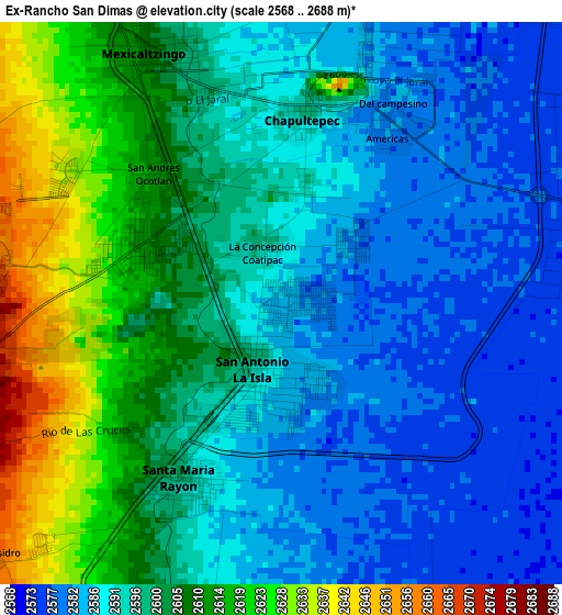 Ex-Rancho San Dimas elevation map