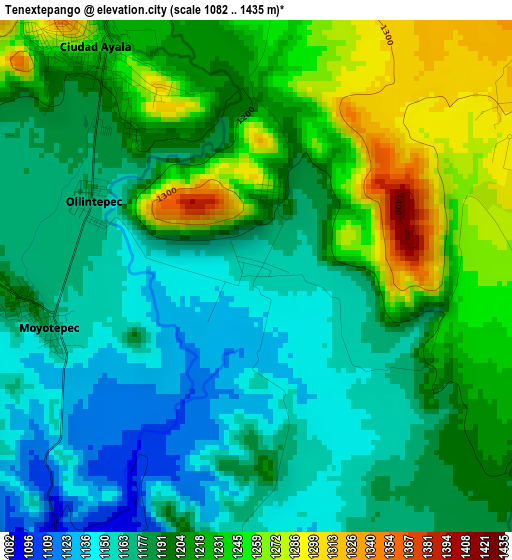 Tenextepango elevation map