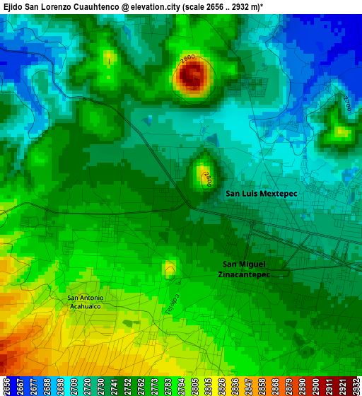 Ejido San Lorenzo Cuauhtenco elevation map