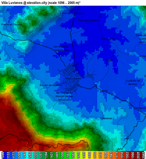 Villa Luvianos elevation map