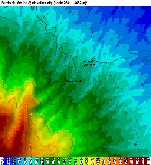 Barrio de México elevation map