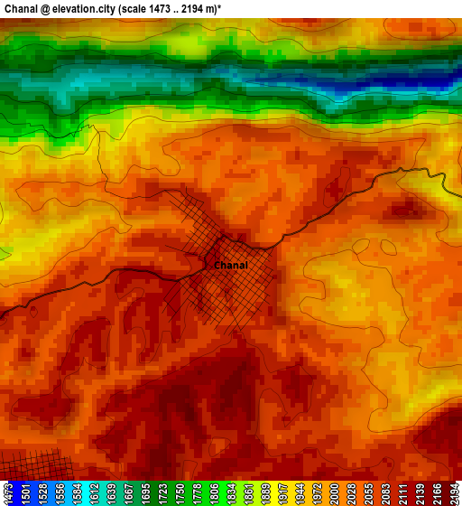 Chanal elevation map