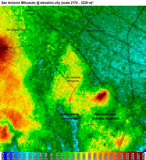 San Antonio Mihuacán elevation map