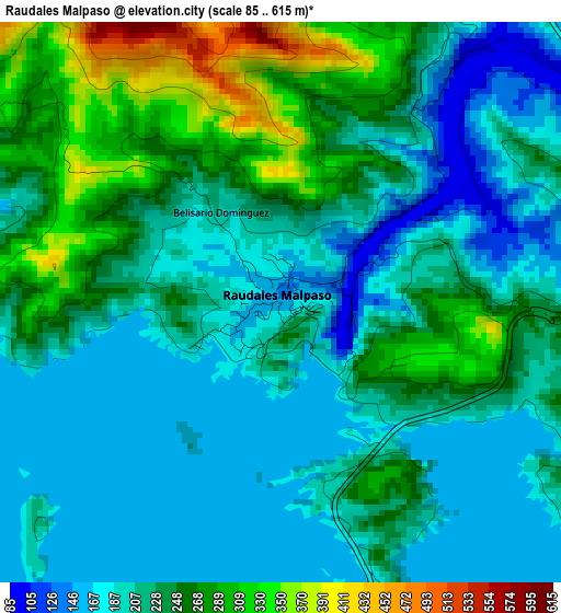 Raudales Malpaso elevation map