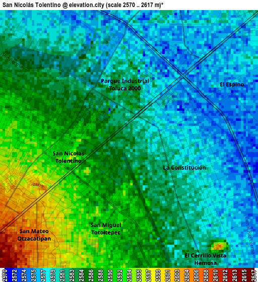 San Nicolás Tolentino elevation map