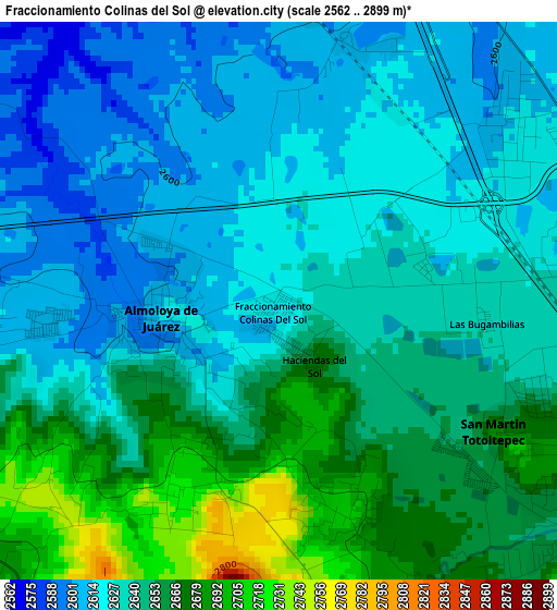 Fraccionamiento Colinas del Sol elevation map