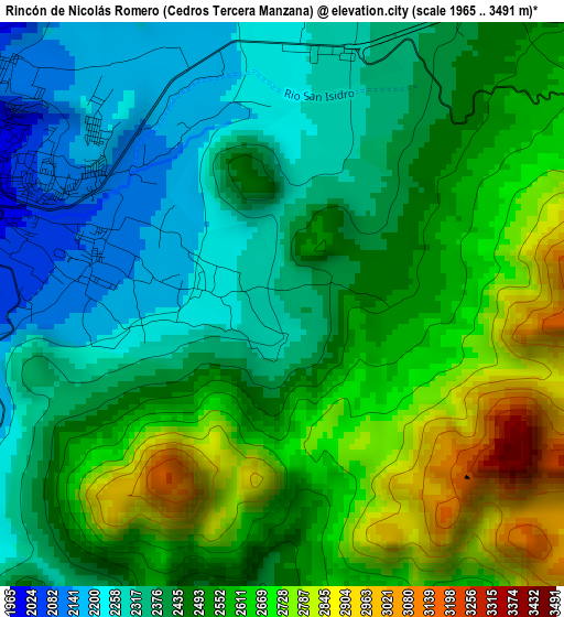 Rincón de Nicolás Romero (Cedros Tercera Manzana) elevation map