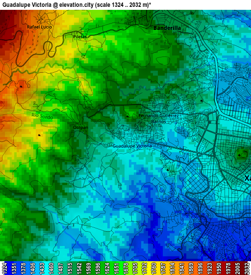 Guadalupe Victoria elevation map
