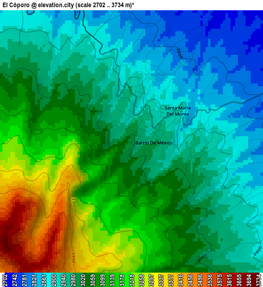 El Cóporo elevation map