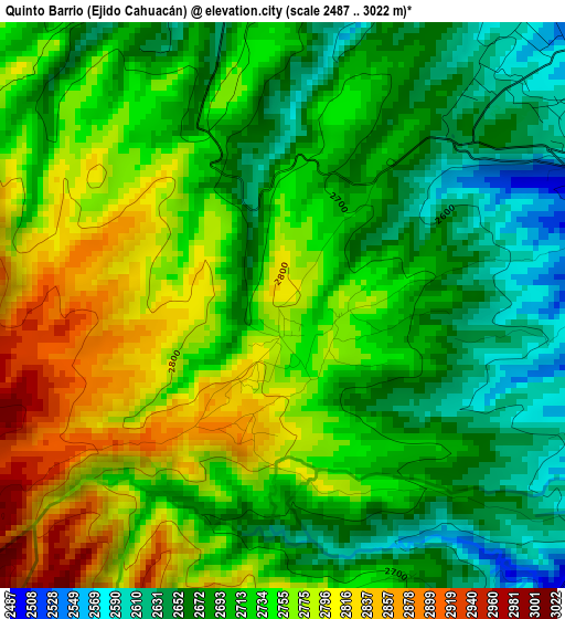 Quinto Barrio (Ejido Cahuacán) elevation map