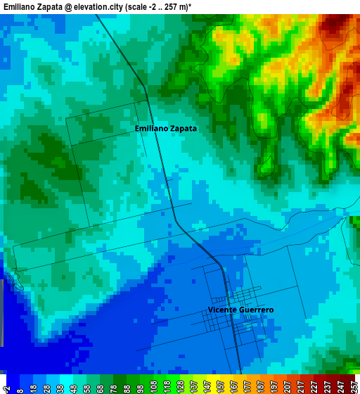 Emiliano Zapata elevation map