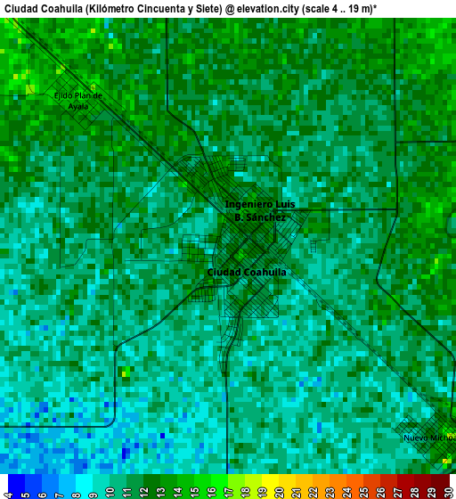 Ciudad Coahuila (Kilómetro Cincuenta y Siete) elevation map