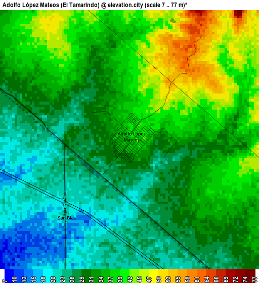 Adolfo López Mateos (El Tamarindo) elevation map