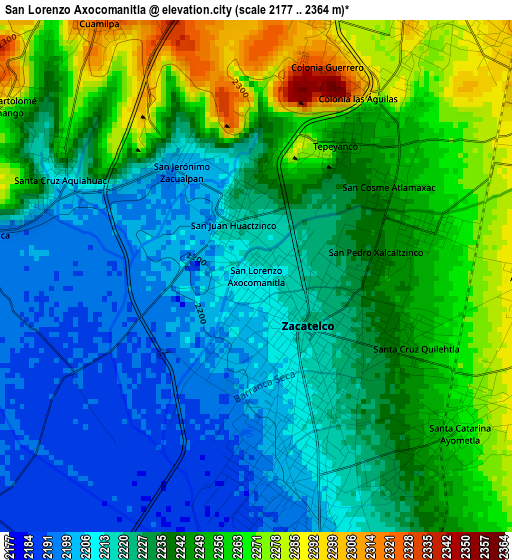 San Lorenzo Axocomanitla elevation map