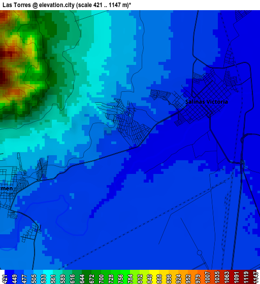 Las Torres elevation map