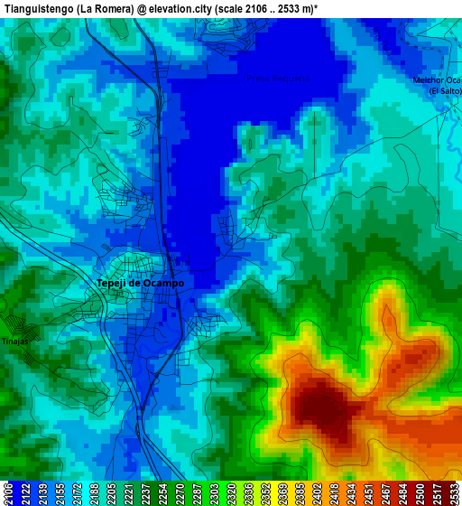 Tianguistengo (La Romera) elevation map