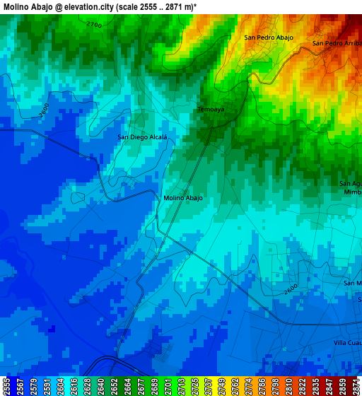 Molino Abajo elevation map