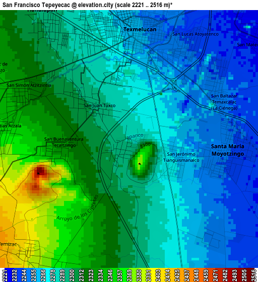 San Francisco Tepeyecac elevation map