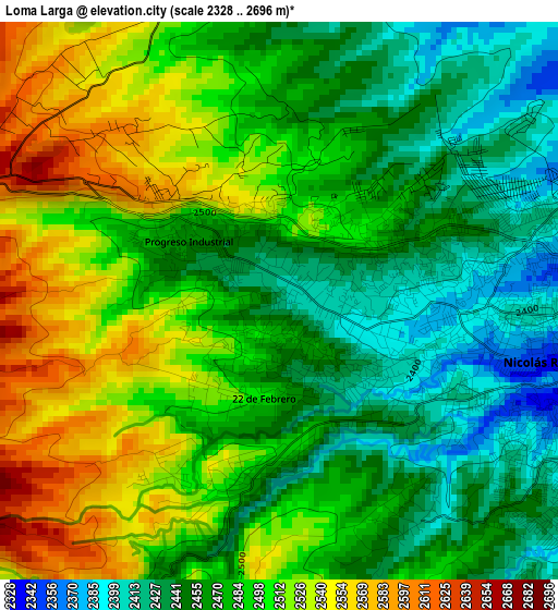 Loma Larga elevation map