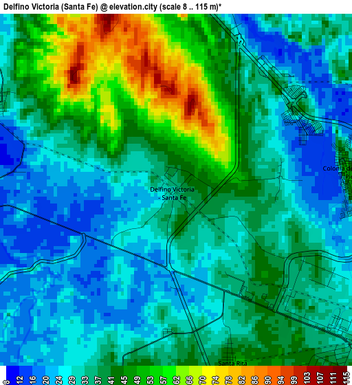 Delfino Victoria (Santa Fe) elevation map