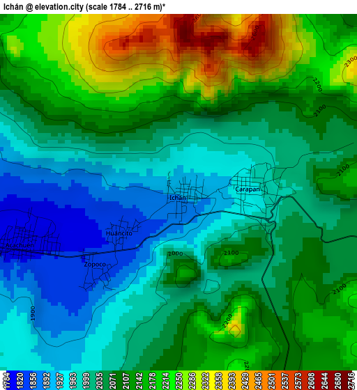 Ichán elevation map