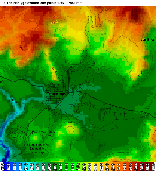 La Trinidad elevation map