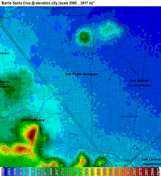 Barrio Santa Cruz elevation map