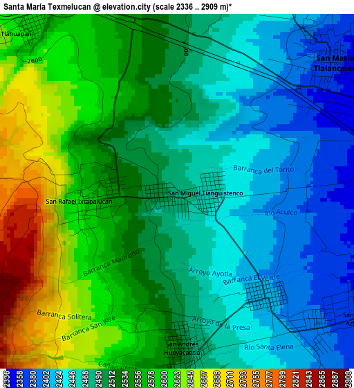 Santa María Texmelucan elevation map