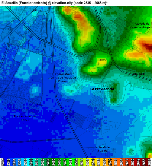 El Saucillo (Fraccionamiento) elevation map