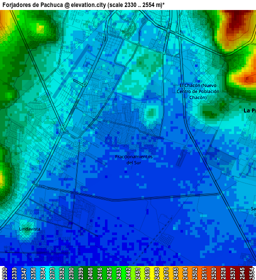 Forjadores de Pachuca elevation map