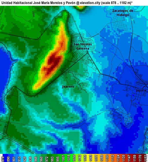Unidad Habitacional José María Morelos y Pavón elevation map