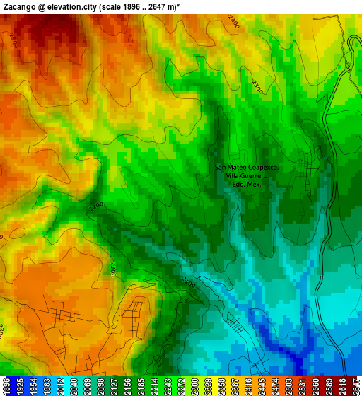 Zacango elevation map