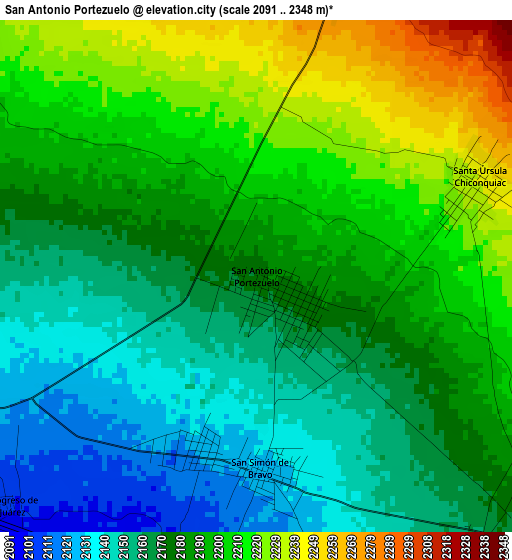 San Antonio Portezuelo elevation map