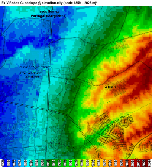 Ex-Viñedos Guadalupe elevation map