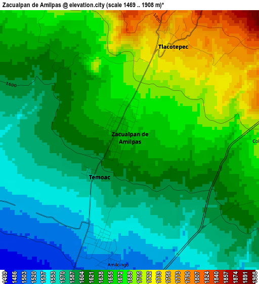 Zacualpan de Amilpas elevation map