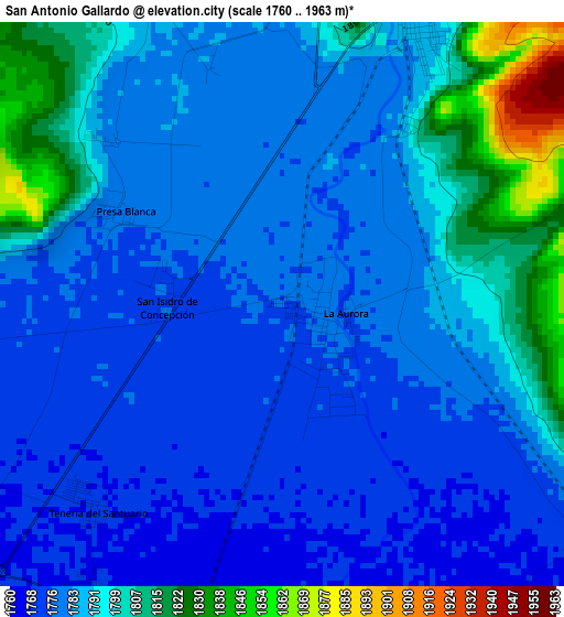 San Antonio Gallardo elevation map