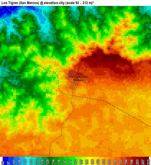 Los Tigres (San Marcos) elevation map